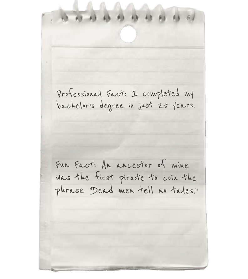 Note: Showcasing professional and fun fact